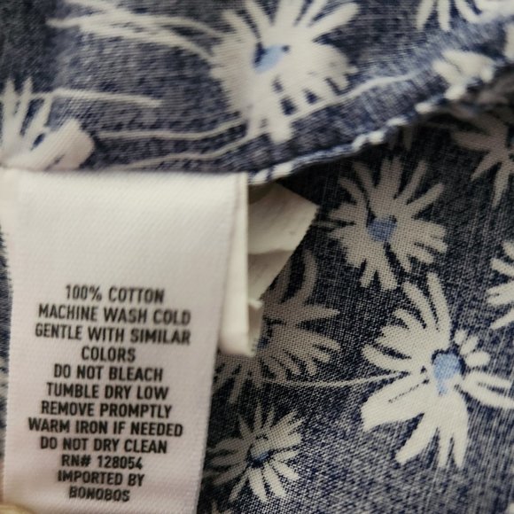 Men's Bonobos Tailored Fit Button Down Short Sleeve Shirt Blue Floral Size Large - Picture 10 of 10